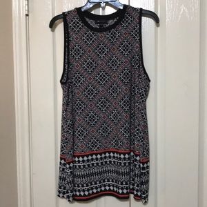 AB Studio Black/White/Red Print Top Misses XL
